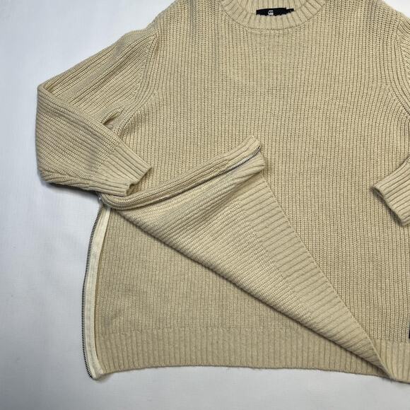 G-Star RAW Sweater Womens Large Beige Plush R Knit WMN LIS Alpaca Blend Zipper - Picture 4 of 8